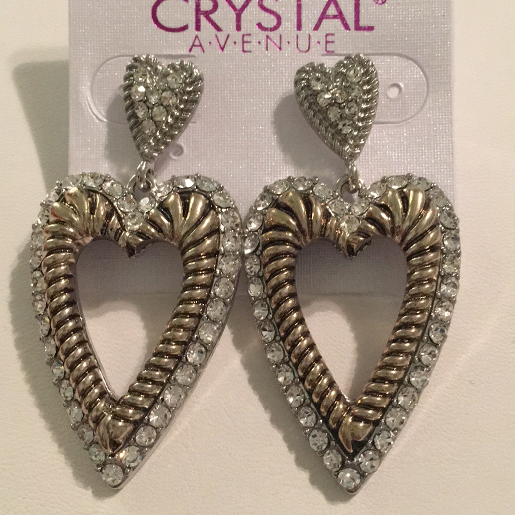 New Glam Earrings Silver Gold Tone Clear Crystals 13$